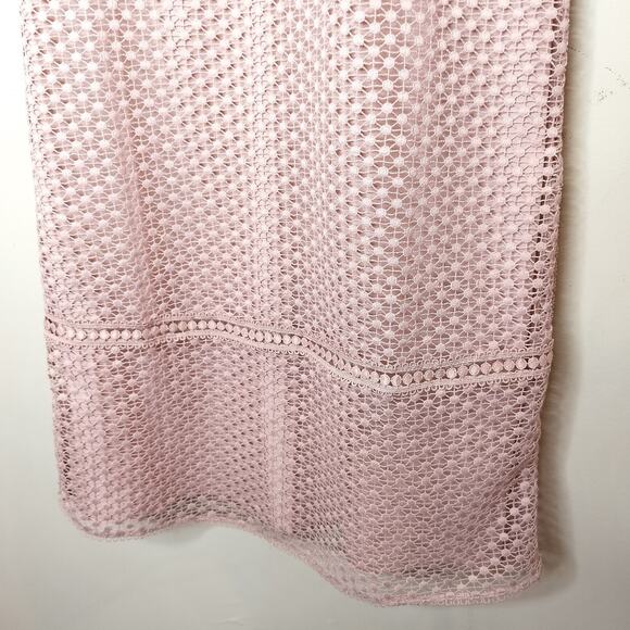 Ann Taylor Pink Lace Dress Short Sleeve Shift - Picture 8 of 11
